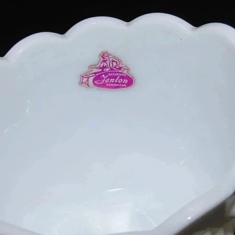 Vintage Fenton Oval Hobnail Milk Glass Sugar Bowl Creamer Set 1950s 1960s - Picture 3 of 8
